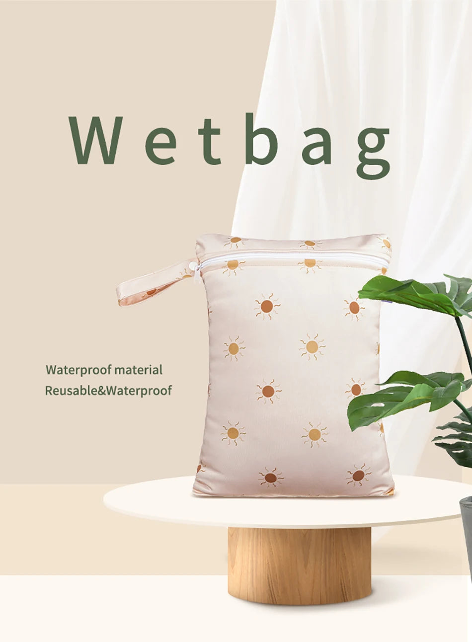 Elinfant Rainbow&Sun Pirnt 3PCS Portable Storage Bag Travel Wash Cosmetic Bag Waterproof Diaper Bag