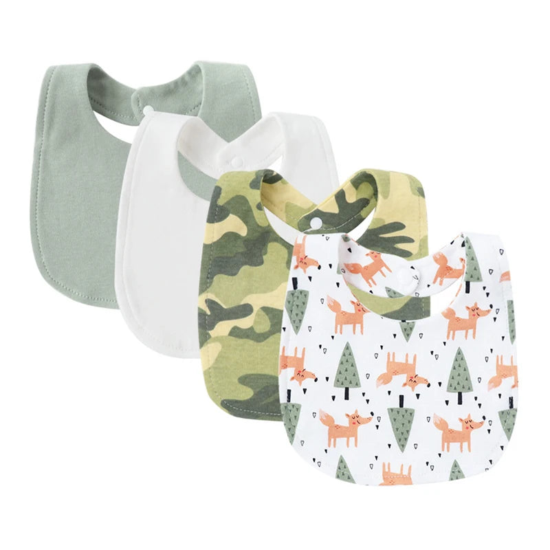 4Pcs Baby Bibs Burp Clothes Cotton Newborn Bibs for Girls Boys Baby Stuff Infant Accessories Toddler Saliva Towels Baby Care
