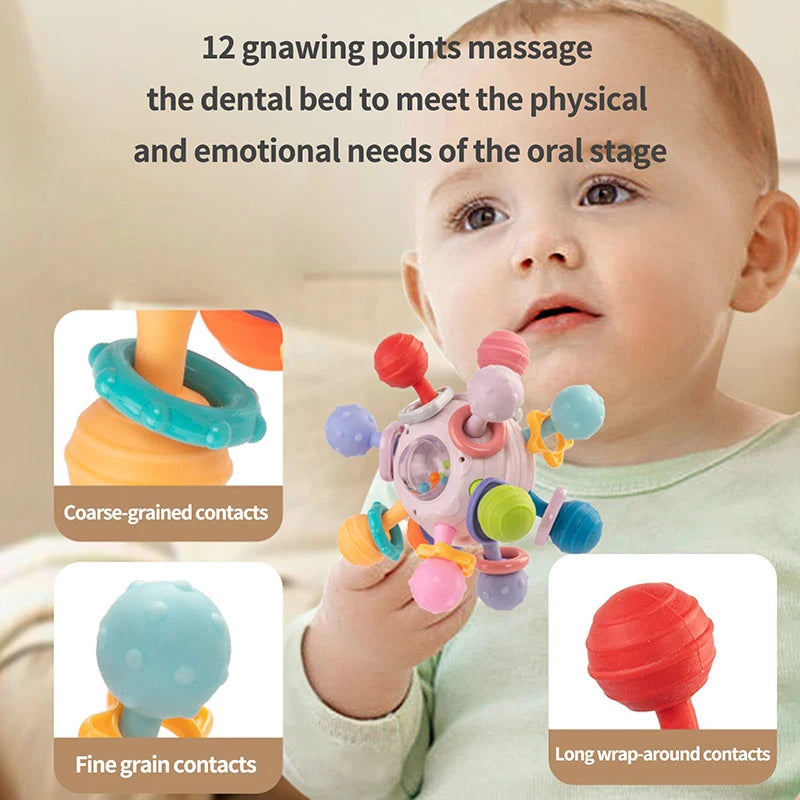 Montessori Baby Teething Toys Sensory Chew Teething Ball Rattle Grasping Activities Babies Toys for 0-18 Months Girls Boys Gifts
