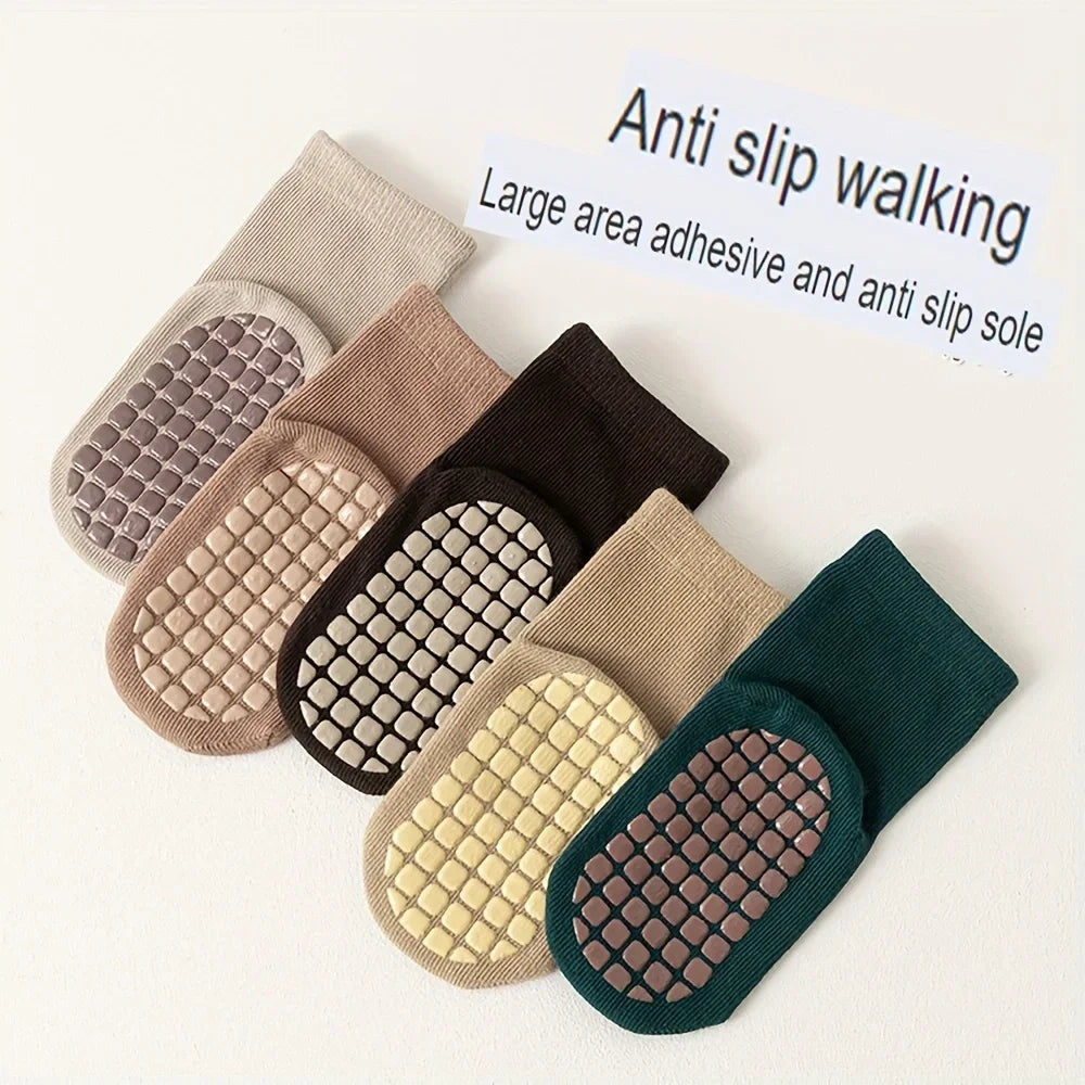 6/1 Pairs Autumn And Winter Large Area Dot Glue Baby Trampoline Socks, Baby Little Kids Non-slip Floor Socks Large Cartoon Strai