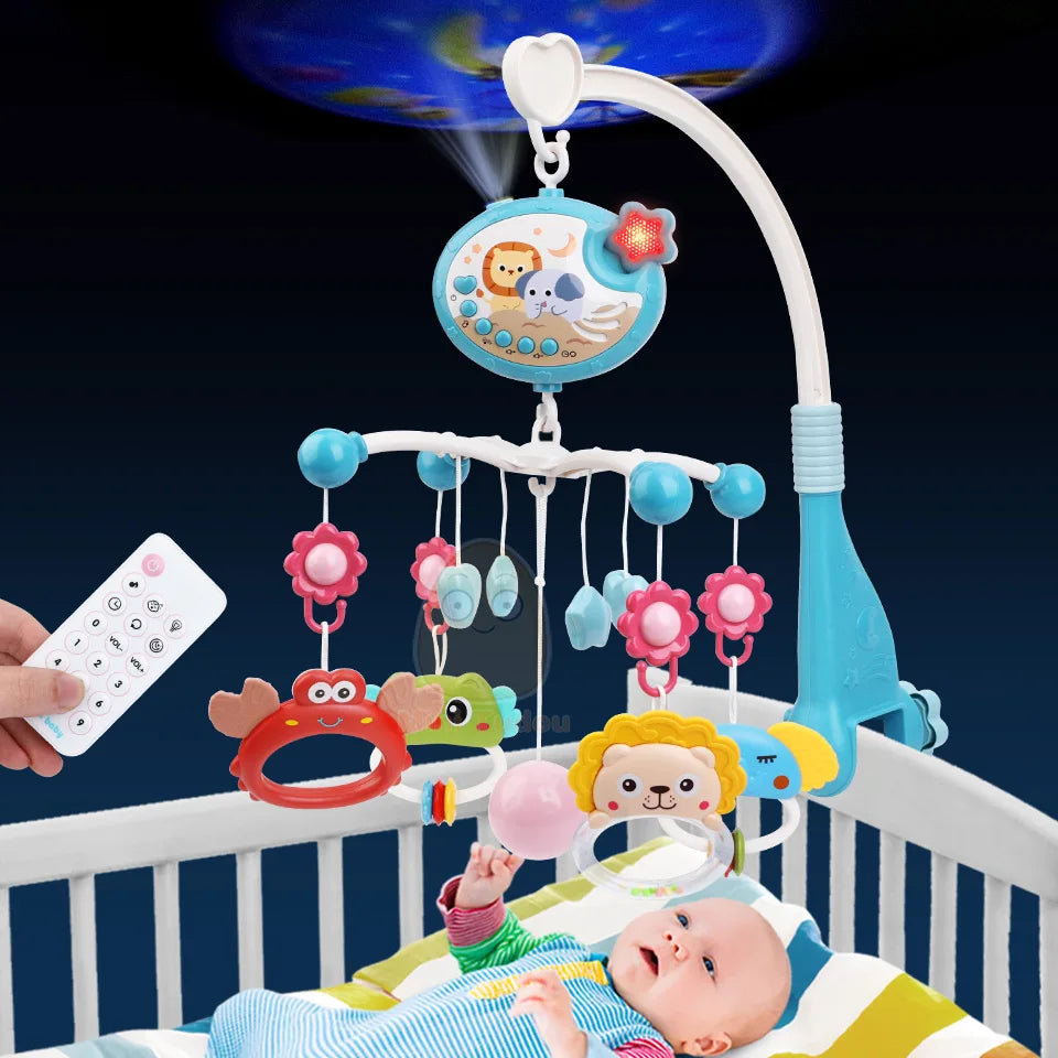 Baby Crib Mobile Rattle Toy For 0-12 Months Infant Rotating Musical Projector Night Light Bed Bell Educational For Newborn Gift