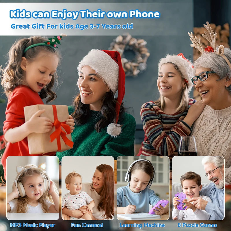 Kids Smart Phone Educational Toys Children Musical Player MP3 Dual Camera Selfie With 512MB Card Touchscreen Learning Toy Gifts