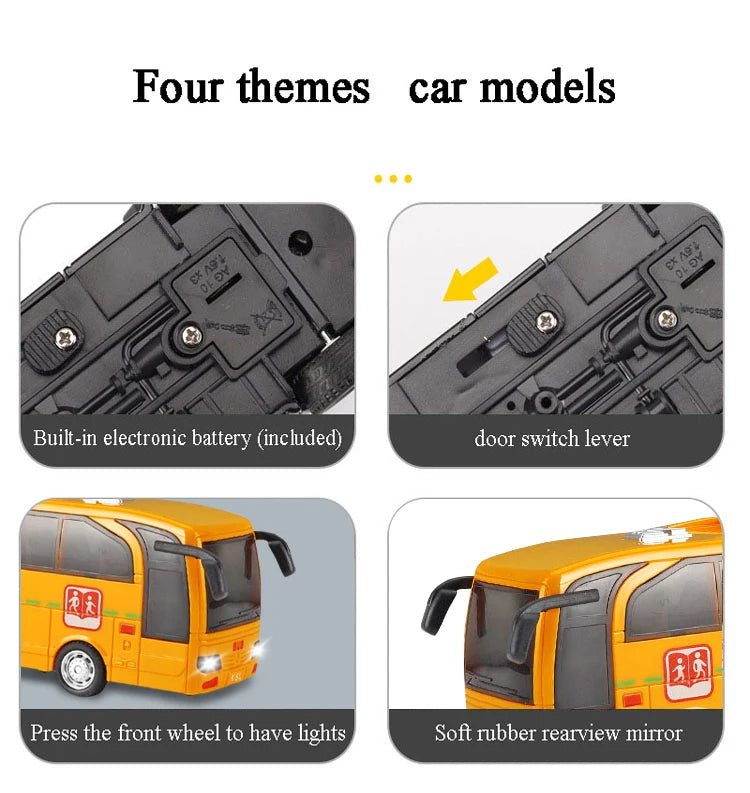 School Bus Toys Cars Plastics Little Cars City Bus With Sound And Light Up Friction Powered Cars Play Toys Gift For Kids