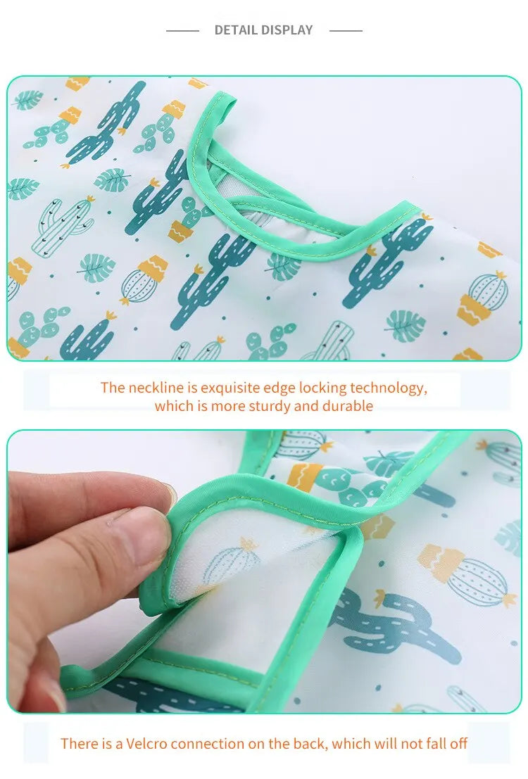 1 PCS Cute Bibs Baby Waterproof Long Sleeve Apron Animals Cartoon Kids Feeding Apron Bib Baby Stuf