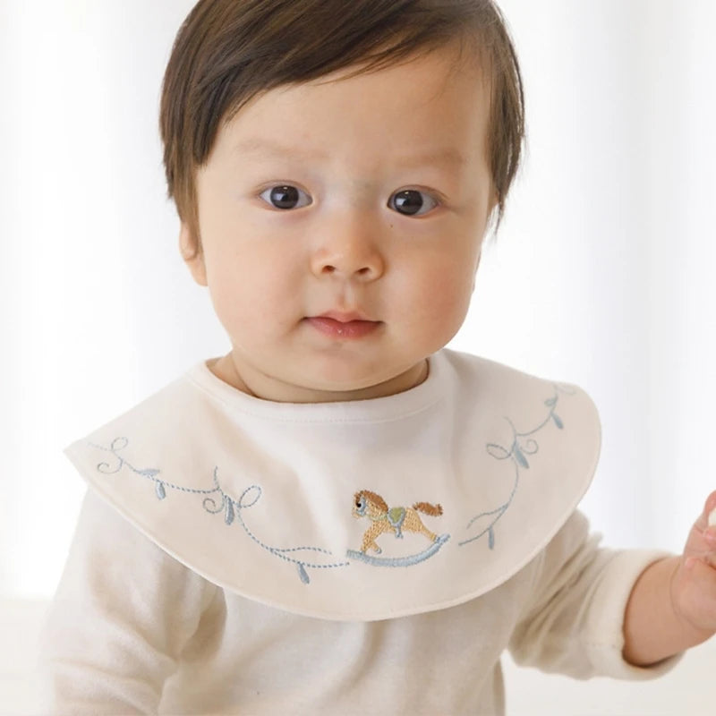 3Pcs Set Japanese Style Infant Toddlers Baby Bibs Cotton Cartoon Embroidery Newborn Burp Cloths Boys Girls Saliva Towel