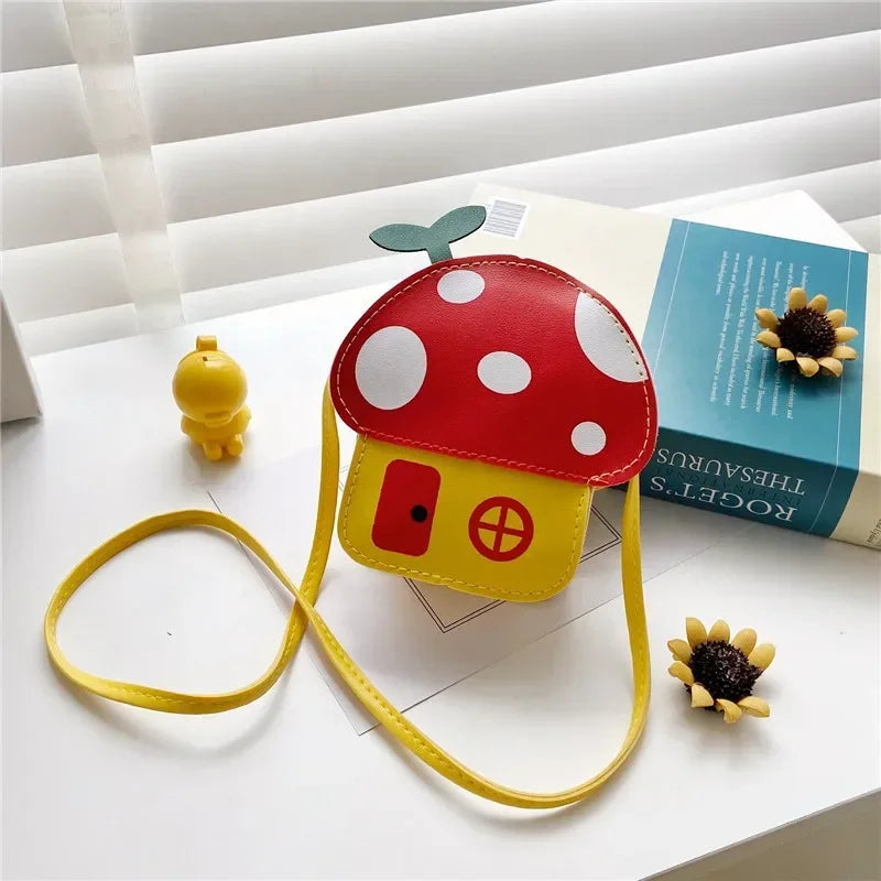 New Kids Messenger Bag Cute Cartoon Mushroom House Styling Coin Purse for Baby Girls Fashion Princess Shoulder Bag Girls Gifts