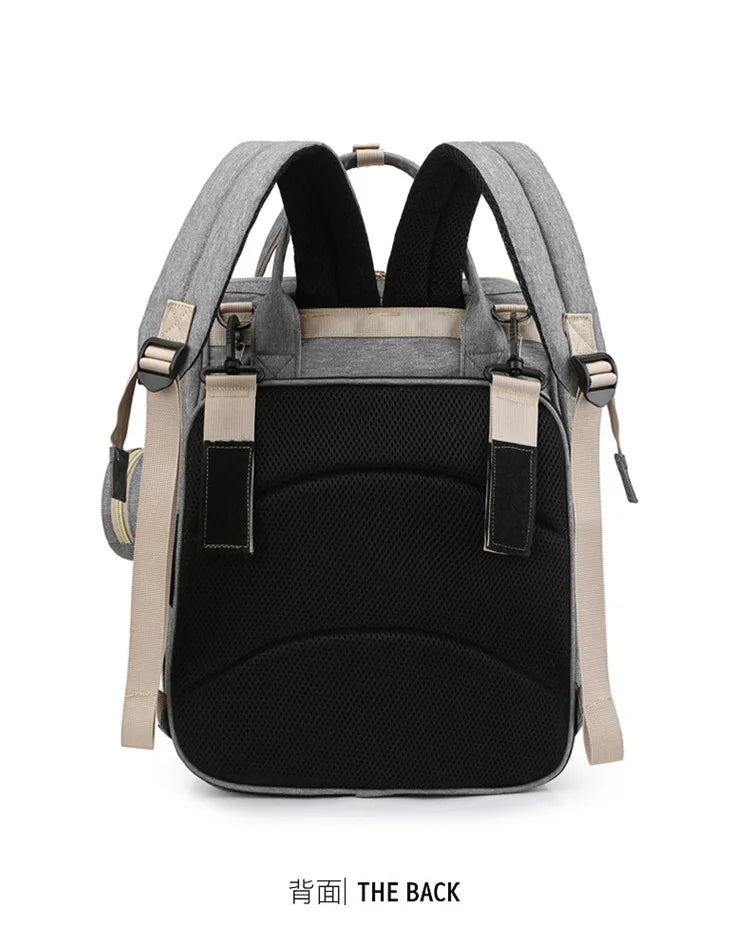 Mummy Backpack With Foldable Crib Soft Mattress Multifunctional Mommy Bags Baby Bottle Insulation Storage Bags Diaper Organizer