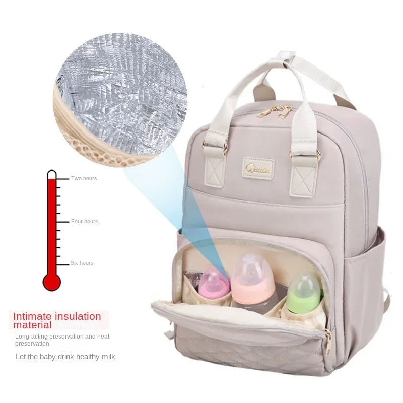 New Mommy Diaper Bags with Diaper Pad Nursing Bags Maternity USB Multifunctional Portable Large Baby Stroller Hanging Bag