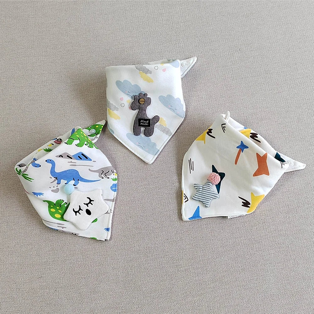 3pcs/lot Special Baby Bibs Boy Girl Bandana Cotton Absorb Bib Burp Cloth Triangle Baby Scarf Burp Newborn Princess Accessories