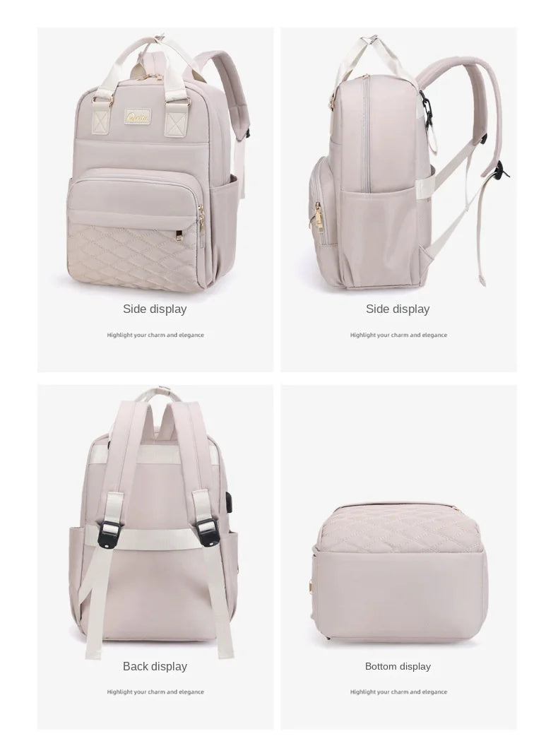 New Mommy Diaper Bags with Diaper Pad Nursing Bags Maternity USB Multifunctional Portable Large Baby Stroller Hanging Bag