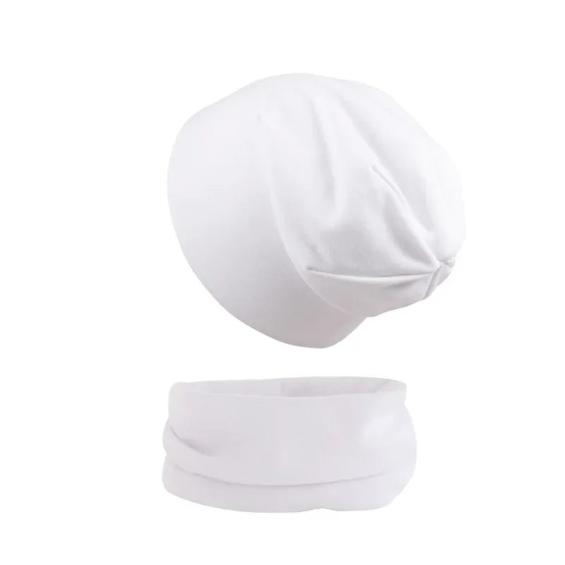 2pcs New Baby Hat Scarf Autumn Winter Soft Elastic Beanie Hats Cotton Newborn Bonnet Warm Accessories Set Boys Girls Hip Hop Cap