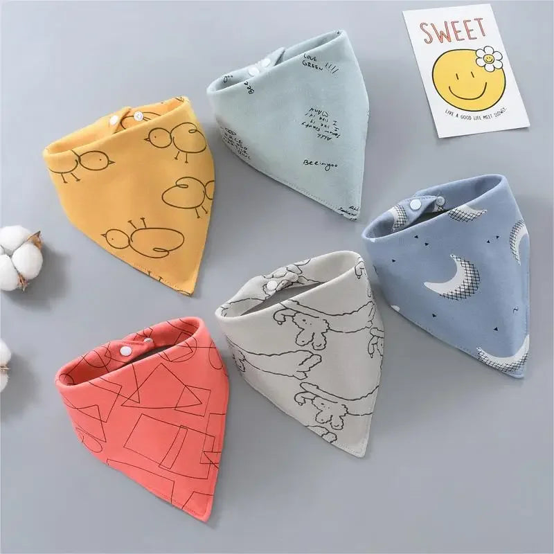 5pcs Pure Cotton Bandana Waterproof Bibs Baby Saliva Towel Triangle Scarf Newborn Boys Girls Absorbent Cloth Bib Saliva Scarf