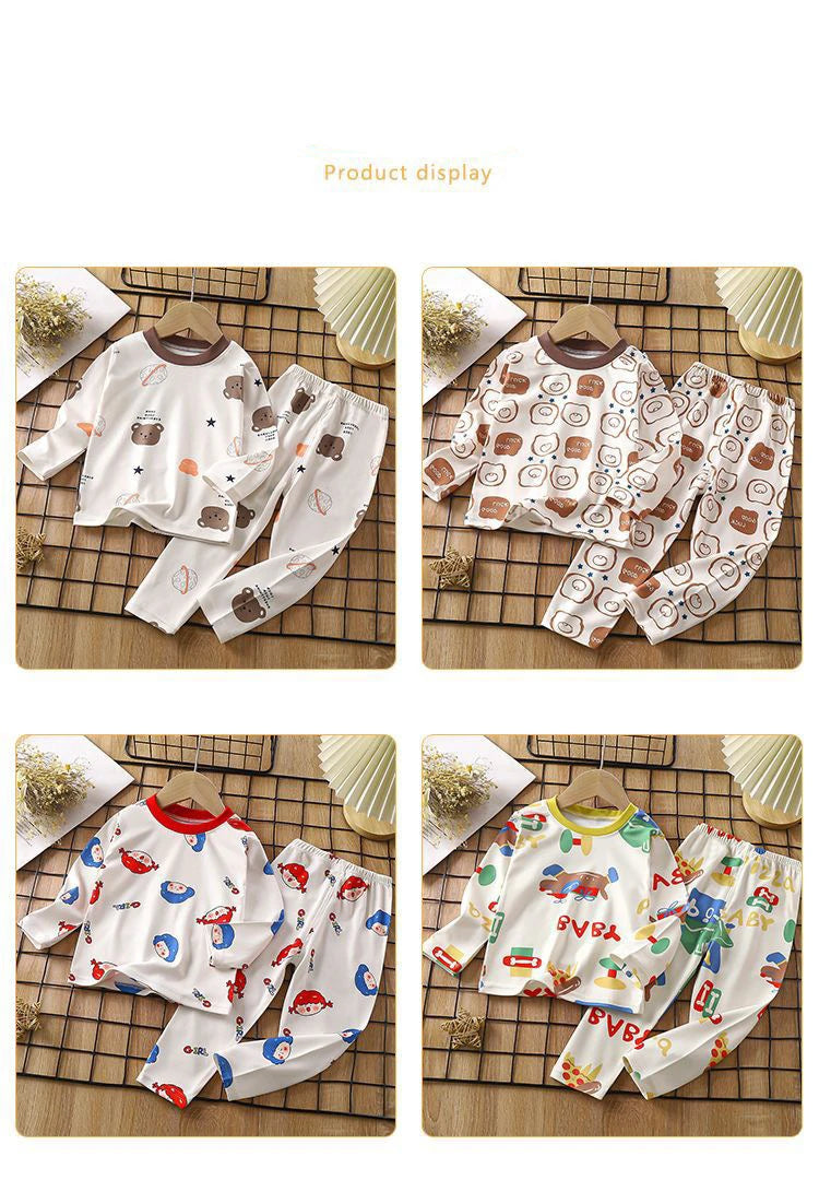 1pcs Children's Underwear Set Kids Soft Cotton Pajamas Boys Girls Baby Spring Autumn Cute Cartoon Long Sleeve Home Sleepwear