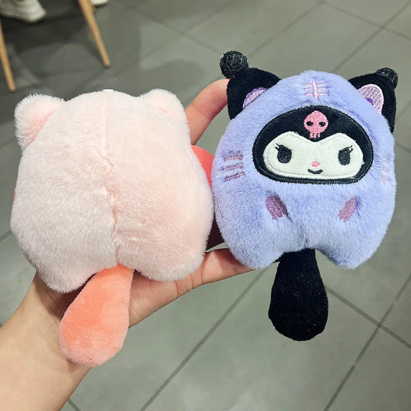 Sanrio Plush Doll Keychain Melody Cinnamoroll Pochacco Cute Key Ring Bag Pendant Gift Kids Toys Backpack Decoration Girl Gifts