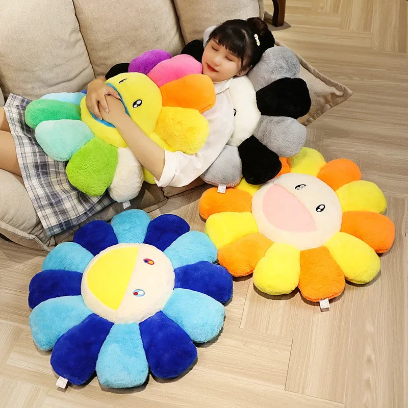 40/60cm Sunflower Plush Pillow Soft Plush Flower Pillow Plant Mat Sofa Bed Sleep Back Pillow Kawaii Room Decor Gifts