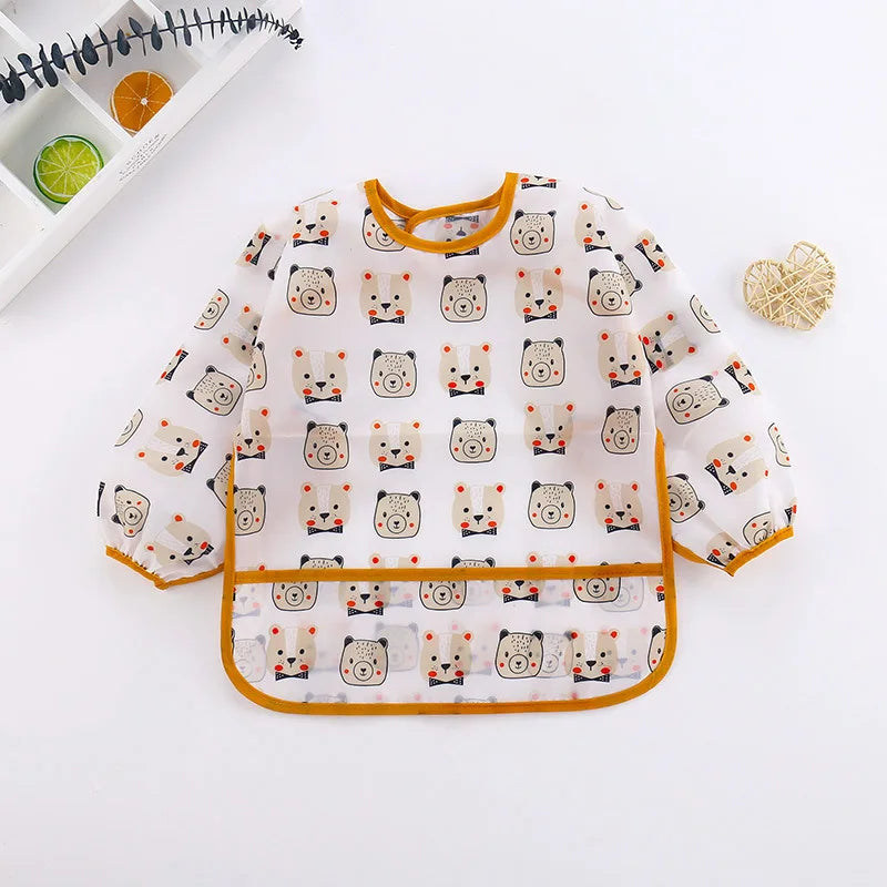 Baby Bibs Cute Children Baby Stuff Toddler Waterproof Long Sleeve Art Smock Feeding Bib Apron for Kids
