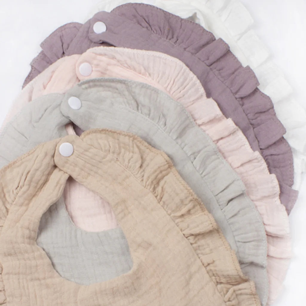 Gauze Bib for Boys Girls Pure Cotton Candy Colored Comfortable Saliva Bib Baby Solid Colored Lace Saliva Towel Baby Products