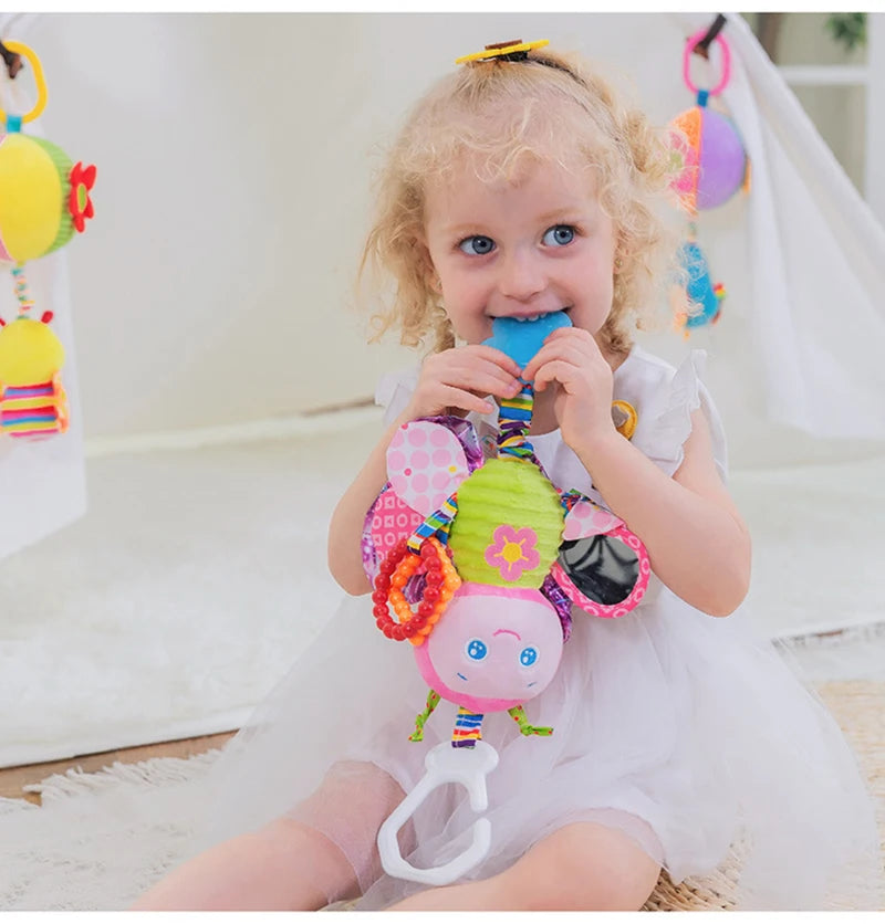 Soft Infant Crib Bed Stroller Mobile Hanging Rattle Baby Educational Toys Brain Developmental Hand Grip Cute Stuffed Animal Toys