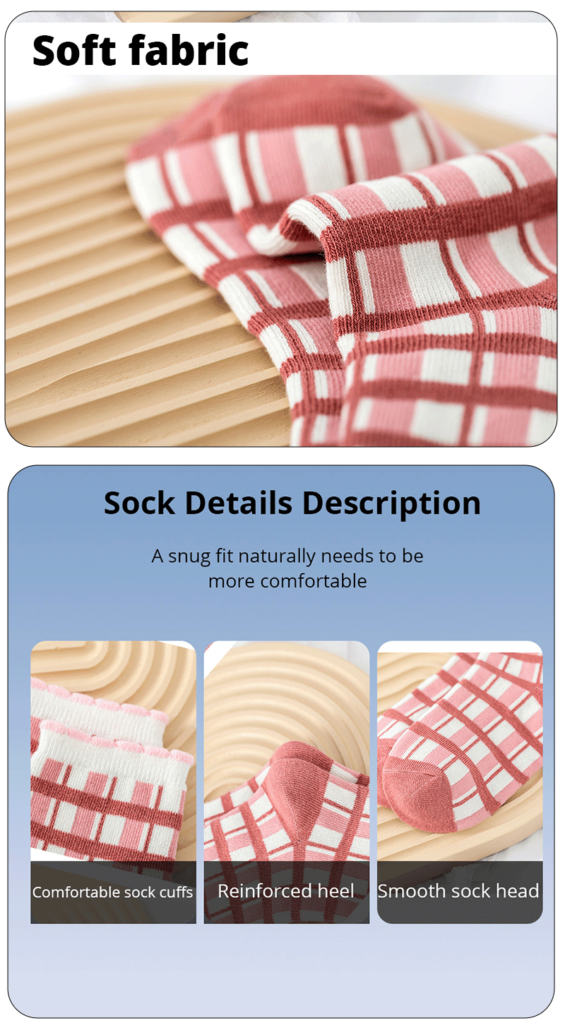 5 Pairs Pink Flower Knit Warm Childrens Socks For Girls Socks Kids Womens Cute Cartoon Medium Stockings