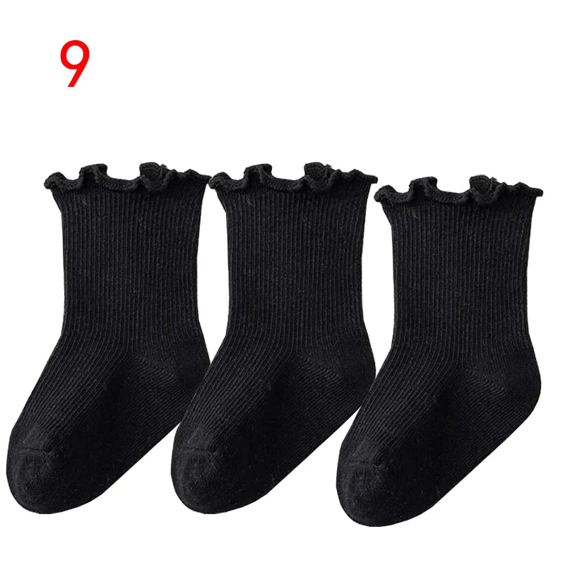 3Pair/lot New Boys and Girls Solid Color Baby Socks