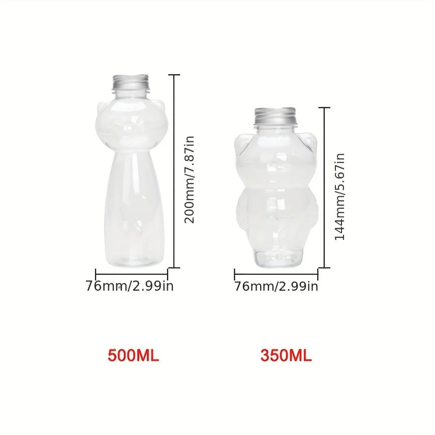 Kawaii Cat Water Bottles For Milk Tea Coffee Juice Portable Drinking Cup Home Transparent Juicing Beverage Clear Drink Bottle