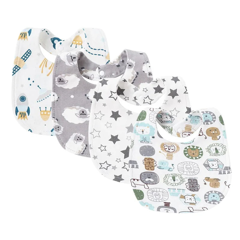 4Pcs Baby Bibs Burp Clothes Cotton Newborn Bibs for Girls Boys Baby Stuff Infant Accessories Toddler Saliva Towels Baby Care