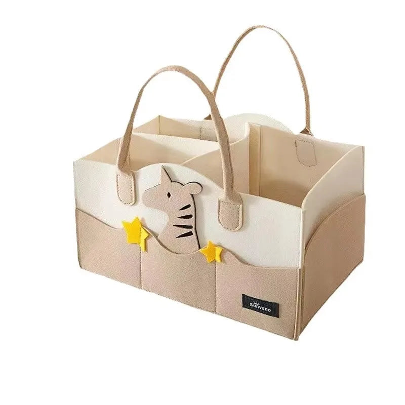 Baby Diaper Caddy Organizer Portable Nursery Essentials Storage Basket Bin Felt Diaper Bag Baby Organizer Pocket Mom Tote Basket