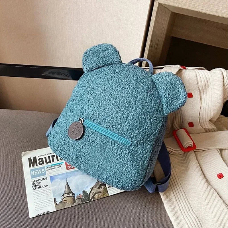 Cute Bear Ear Plush Backpack for Kids Adult Lamb Fleece Shoulder Bag High-capacity Korean Parent-Child Bags Boys Girls Backpacks