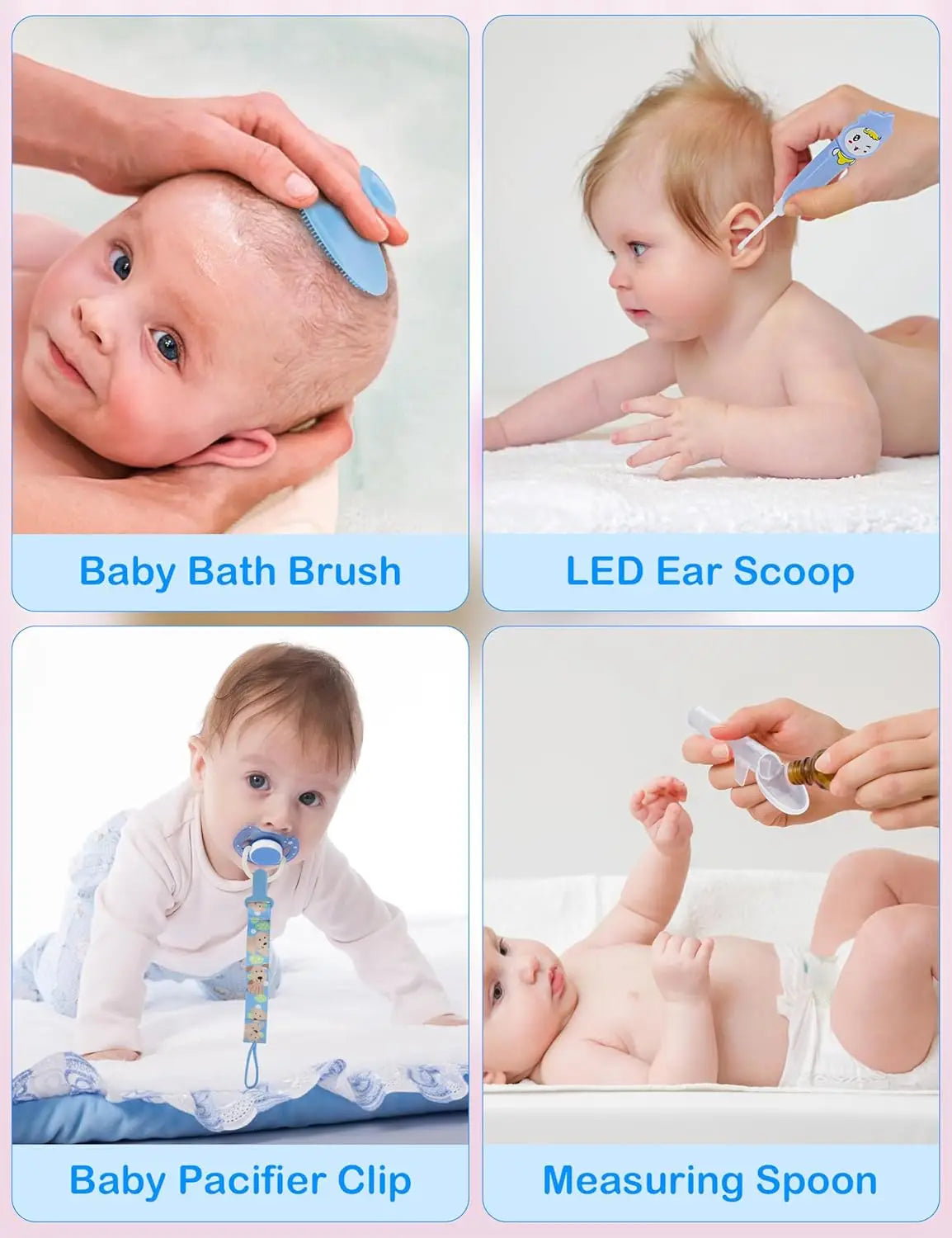 Baby Care Essentials Set Nail Clippers Newborn Nursery Care Kit HairBrush Comb Baby Healthcare Grooming Kit for Newborn Girl Boy