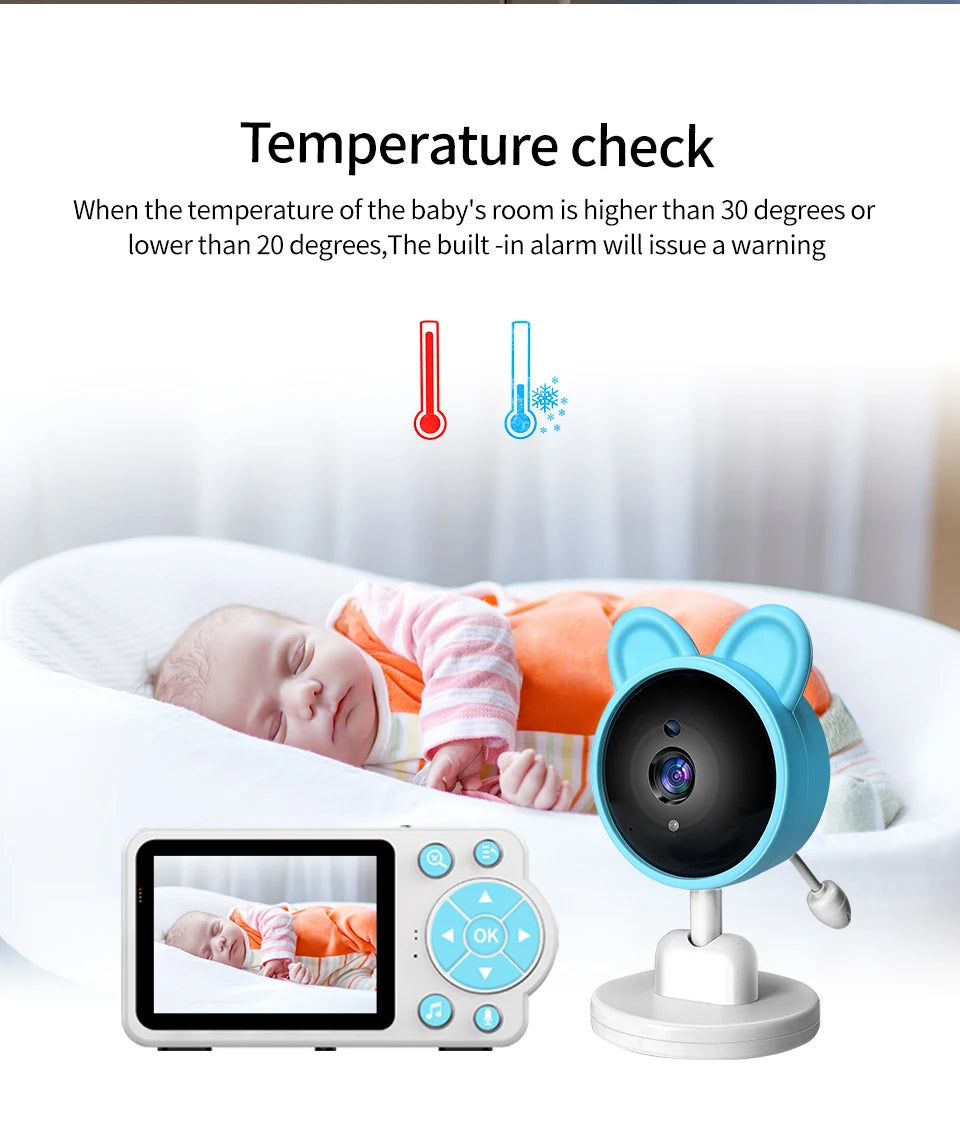 Baby Care Infrared Night Vision Breastfeeding Reminder Temperature Detection Lullaby Wireless Connection Video Surveillance
