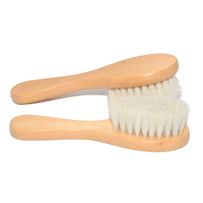 Baby Hair Brush With Wooden Handle And Super Soft Pure Natural Wool Bristles For Newborns & Toddlers Infant Comb Head Massager