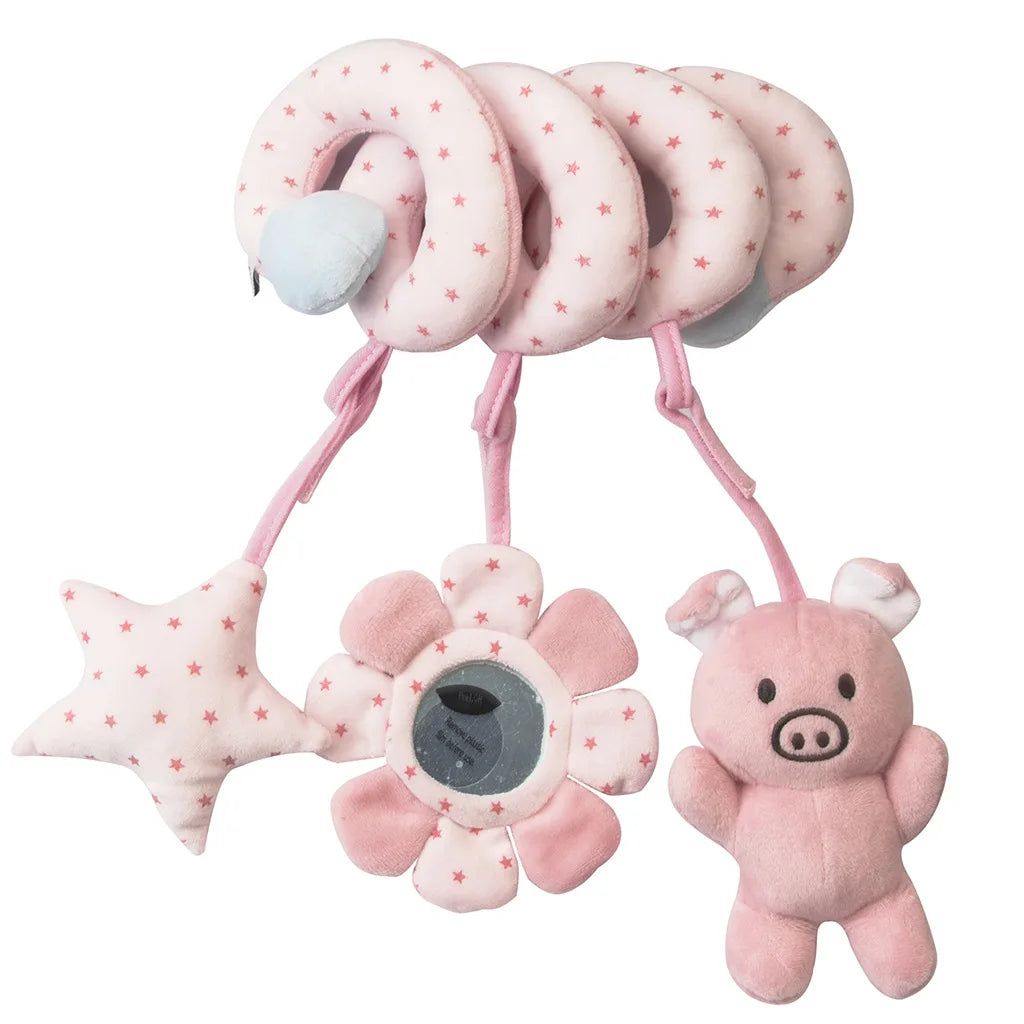 Newborns Spiral Hanging Activity Stroller Toy Baby Carseat Toy Black & White Lion Koala Rattle for Crib Mobile Sensory Toy Gift