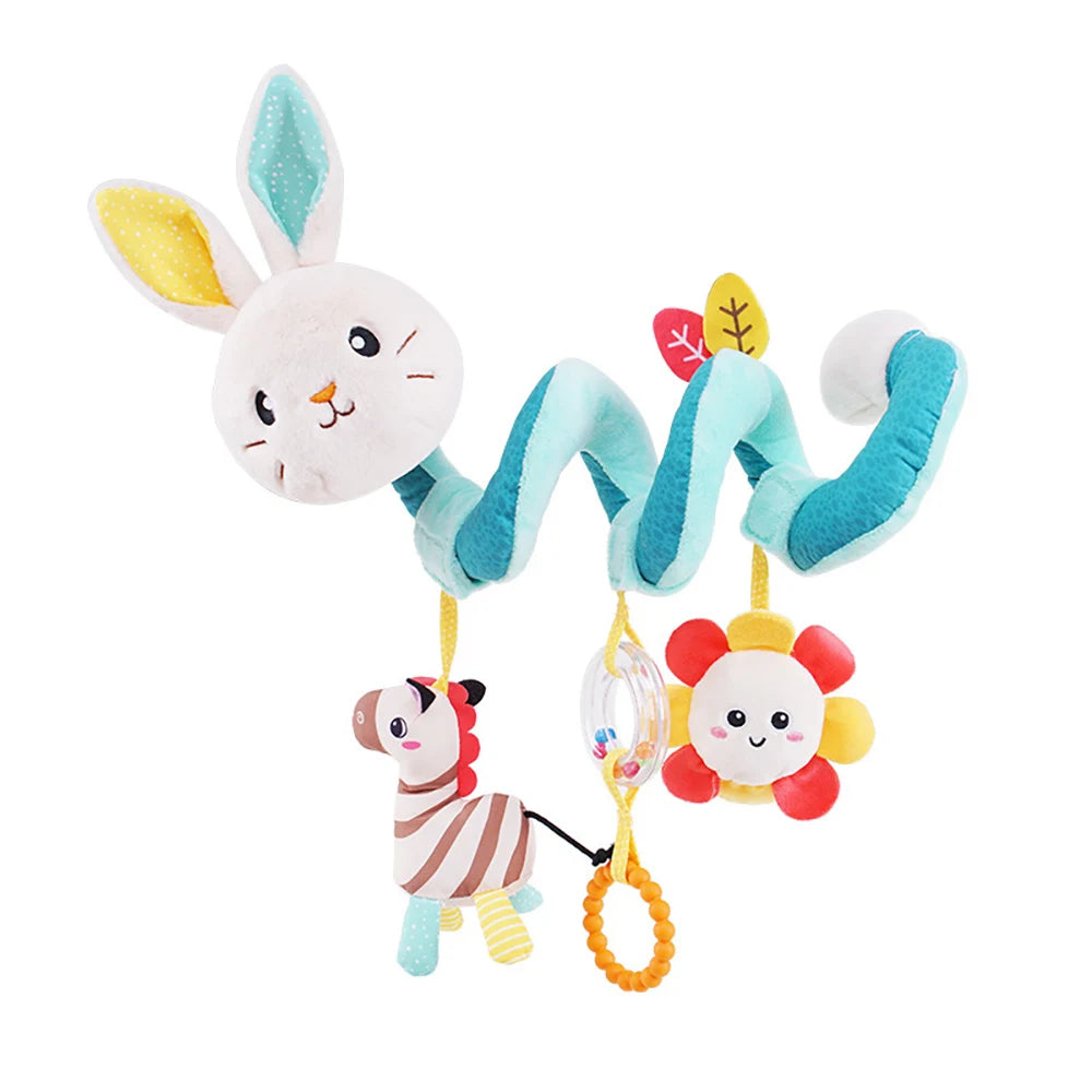 Newborns Spiral Hanging Activity Stroller Toy Baby Carseat Toy Black & White Lion Koala Rattle for Crib Mobile Sensory Toy Gift