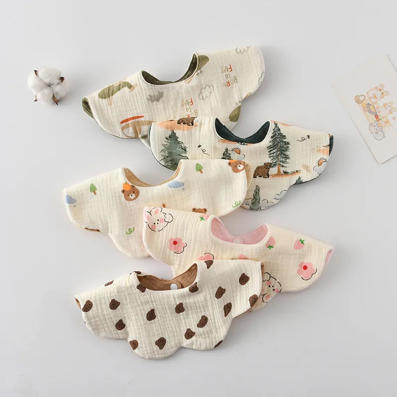 New Cute Cotton Baby Feeding Drool Bib Infants Two-sided Usable Saliva Towel Soft Burp Cloth For Newborn Toddler Kids Bibs