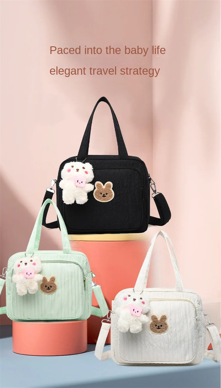 Baby Diaper Bags Maternity Mommy Bag Portable Multi-function Large Capacity Quilted Mom Travel Tote Bottle Storage with Pendant