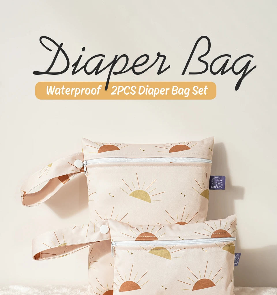 Elinfant Rainbow&Sun Pirnt 3PCS Portable Storage Bag Travel Wash Cosmetic Bag Waterproof Diaper Bag