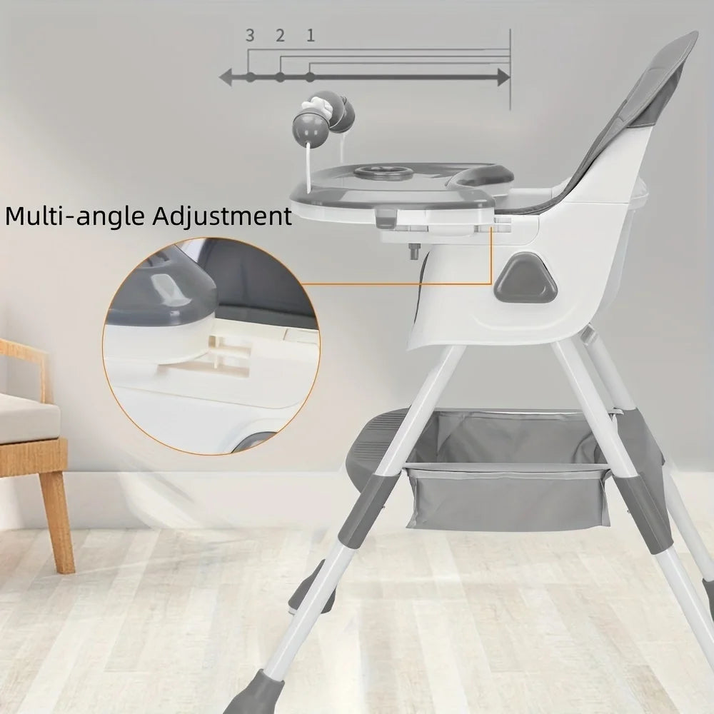 UBRAVOO Foldable Baby High Chair 6 Months Plus, with Large Antislip Pad & ToyRack, Easy to Clean Feeding , E500