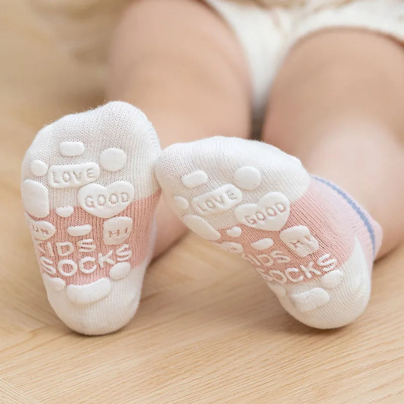 5 Pairs Kids Casual Cute Non-slip Socks Breathable Girls Boys Babys Cotton Socks
