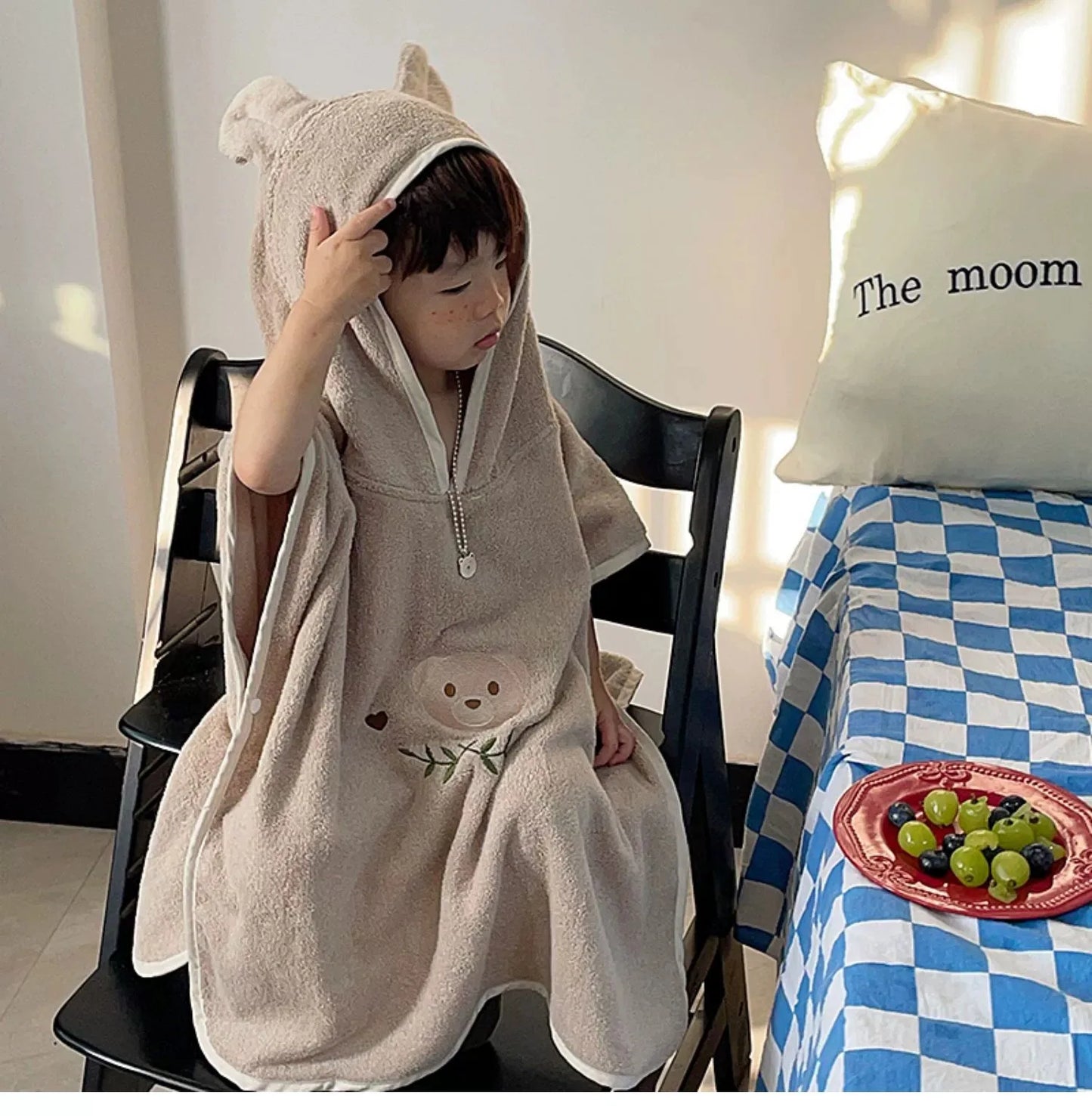 Baby Bath Towel Hooded Soft Coral Velvet Child Bathrobe Cute Cartoon Animal Warm Toddler Sleeping Swaddle Wrap Towel Blanket