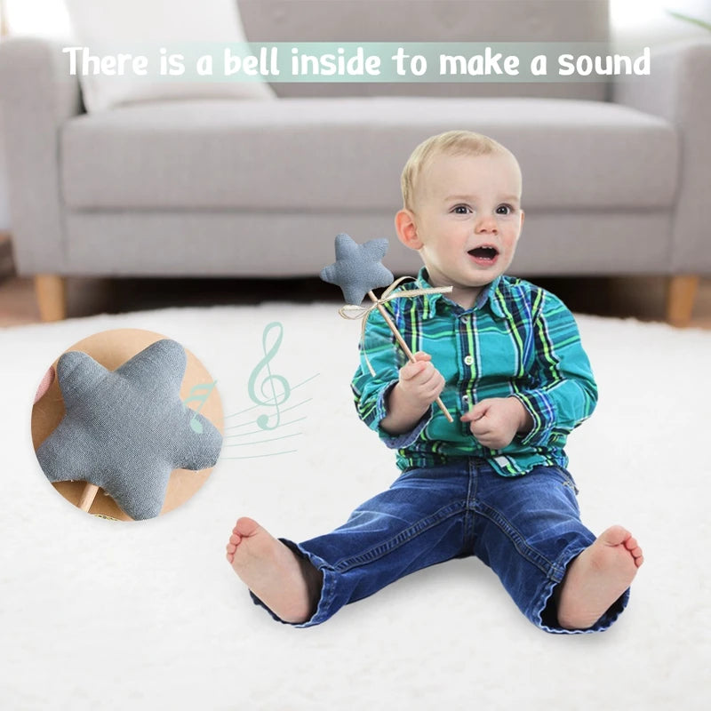 1PC Baby Rattle Toy Beech Wooden Star Wooden Magic Wand Wood Teething Rodent Nursing Accessories Montessori Toys Play Gym Toy