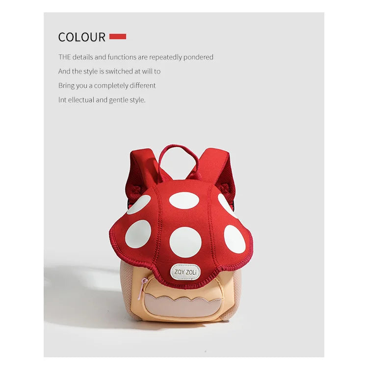 Kid Backpack Cute Mushroom Apple Kindergarten Cartoon Pink Mini Travel Bag Schoolbag Preschool Gift for Toddler Girl Boy 3-6