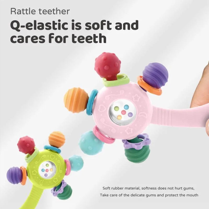 Baby Development Toys 0 6 12 Months Sensory Baby Teether Rattle Hand Grip Toys Soft Teething Educational Toys Games For Babies