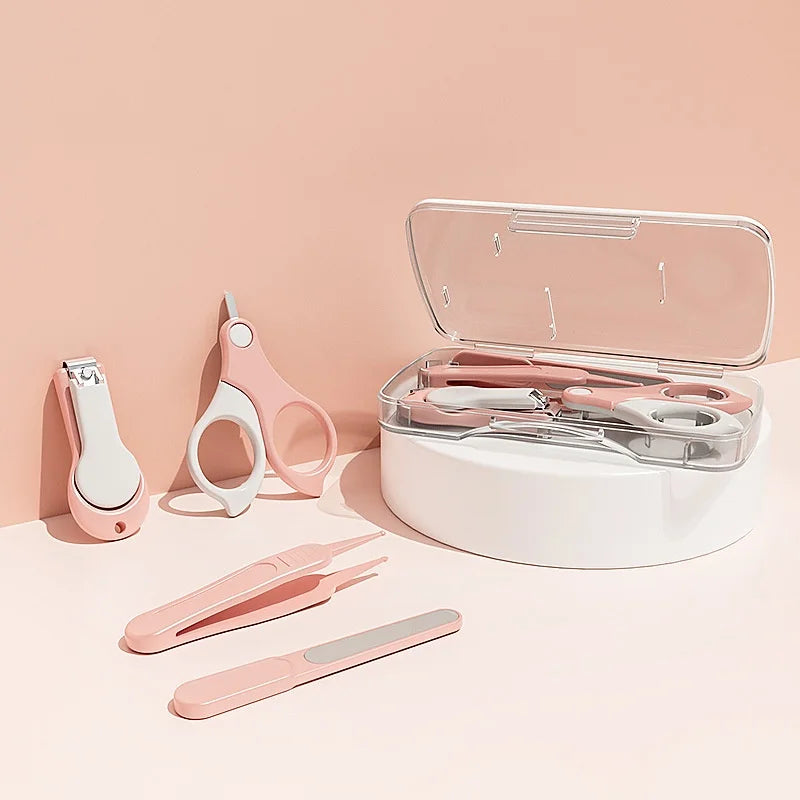 Baby Nail Kit, 4-in-1 Baby Nail Care Set with Cute Case, Baby Nail Clippers, Scissors, Nail File & Tweezers, Baby Manicure Kit