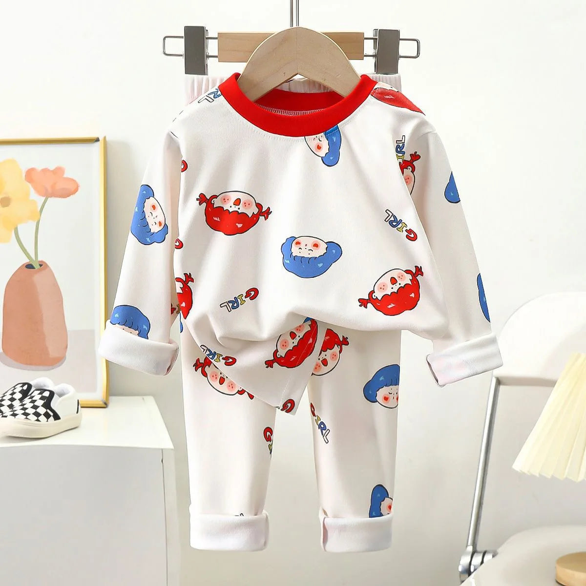 1pcs Children's Underwear Set Kids Soft Cotton Pajamas Boys Girls Baby Spring Autumn Cute Cartoon Long Sleeve Home Sleepwear