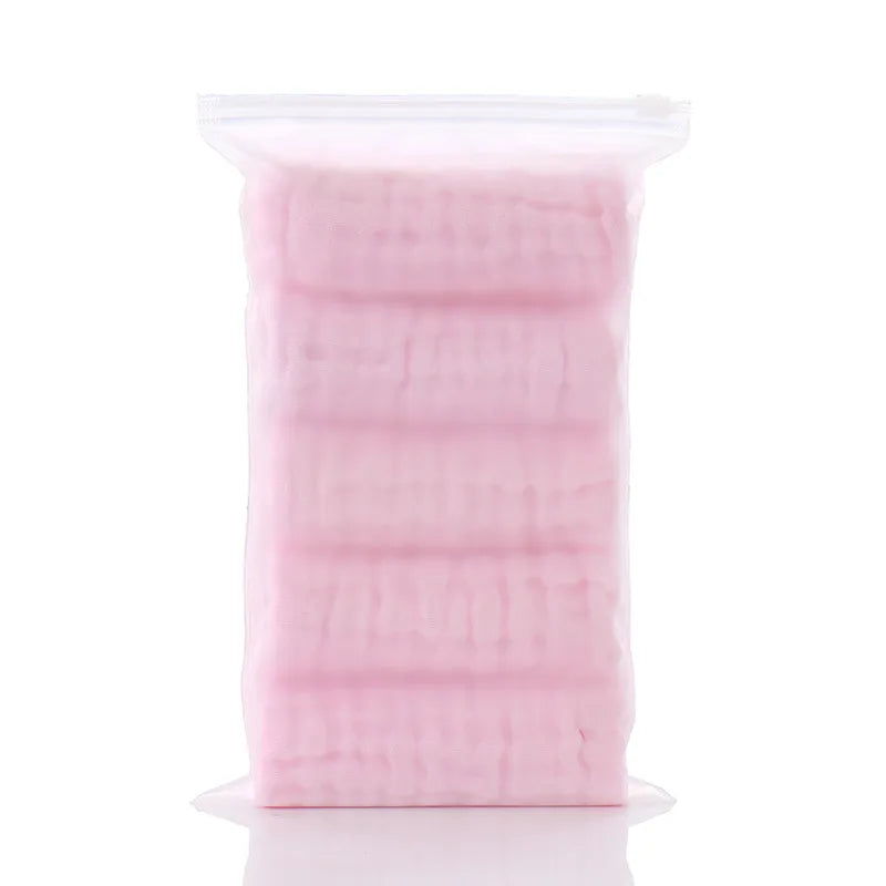 5pcst Baby Towels Muslin 6 layers Cotton SoftBaby Face Towel Handkerchief Bathing Feeding Face Washcloth Wipe Burp Cloth