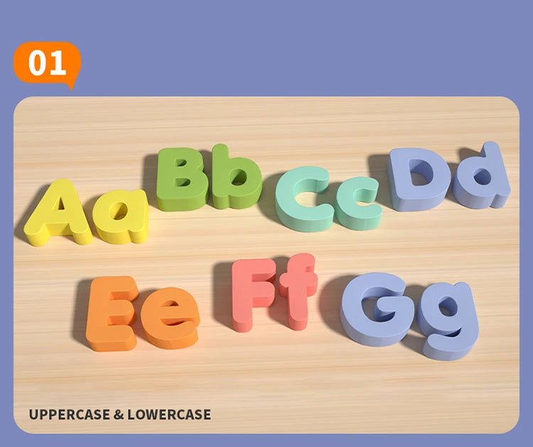 Wooden Educational Abc Puzzle Upper Case and Lower Case Letters for Birthday Gifts Boys Girls Family Game Children Preschoolers