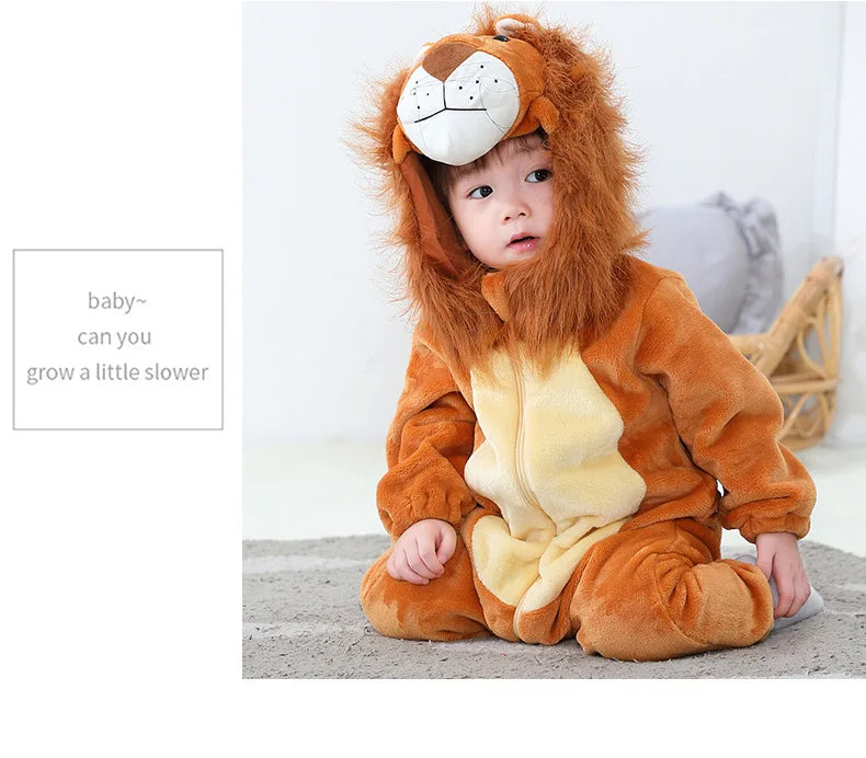 Toddler Outfit Unisex Baby Animal Costume Lion Costume for Kids Homewear Boys Jumpsuit Halloween Dress Up Romper