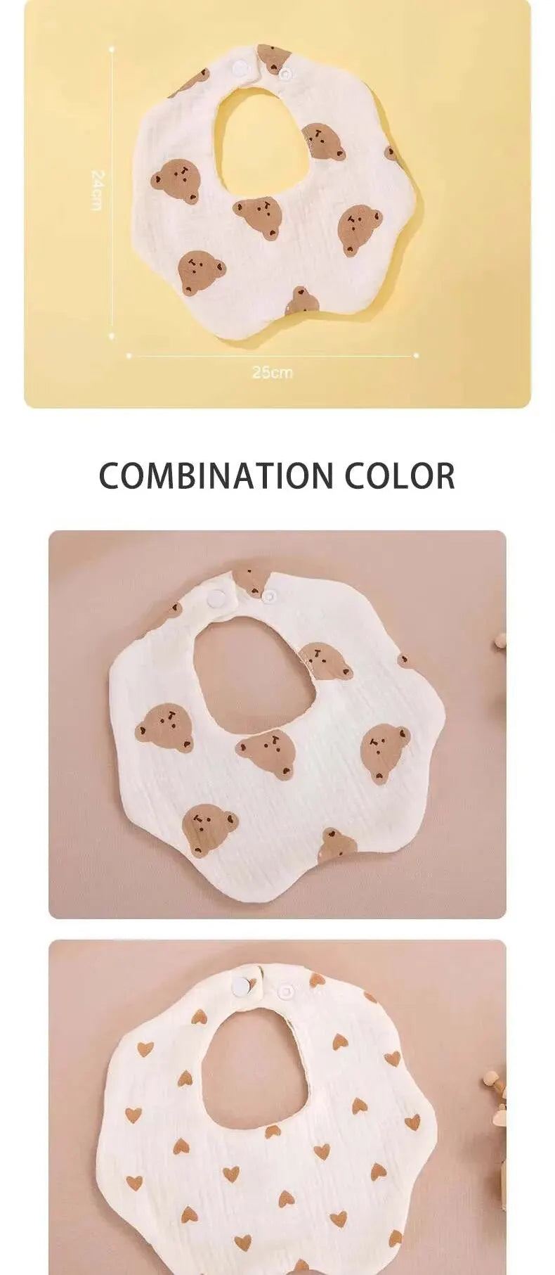 Wholesale Pure Cotton Printed Six-layer 360 Rotatable Baby Feeding Bibs Toddler Saliva Towel Infant Gauze Baby Bib