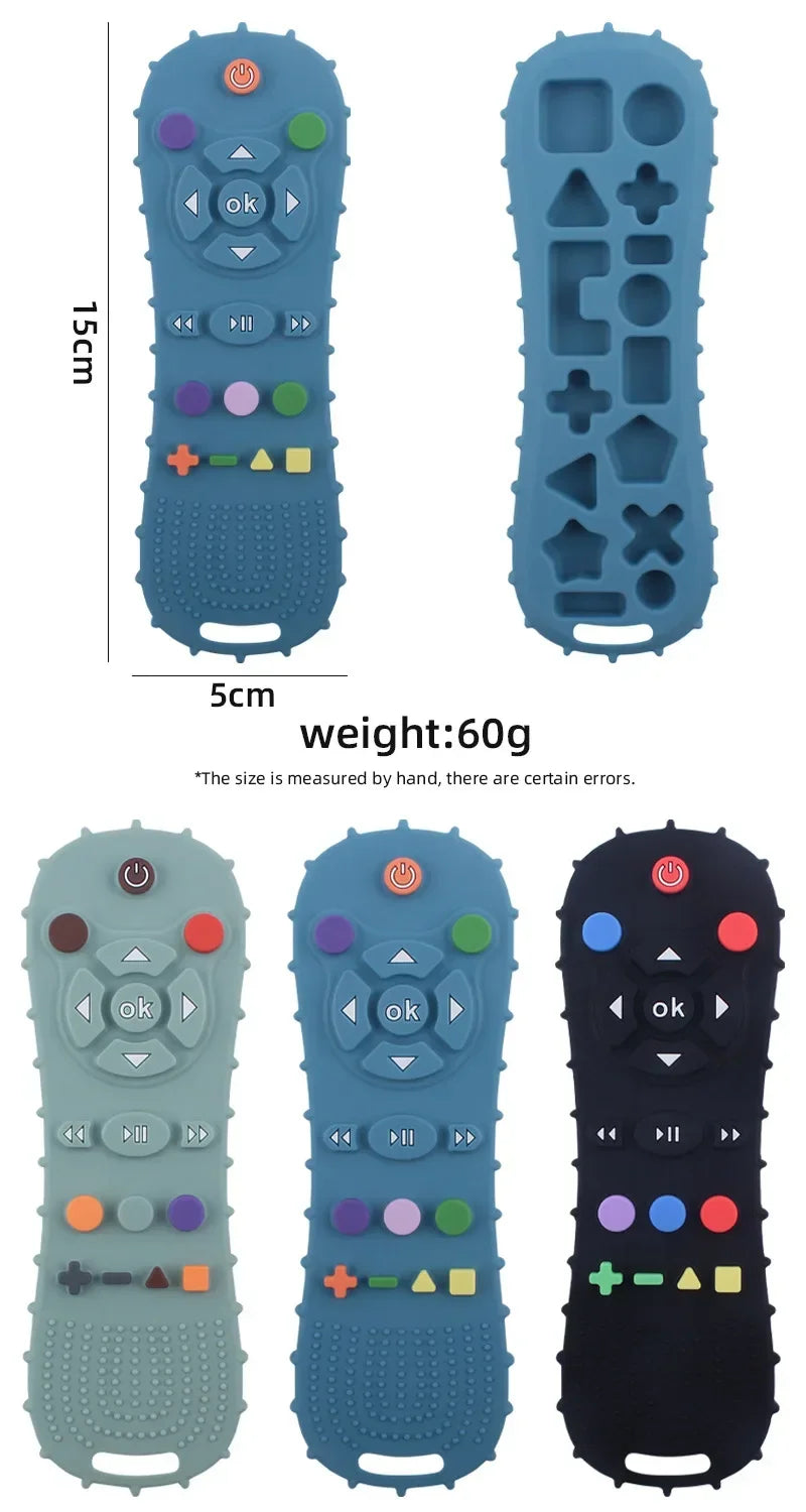 Novelty Silicone Simulation TV Remote Control Shape Soothing Toy Baby Food Grade Teaser Stick Children's Sensory Education Toys