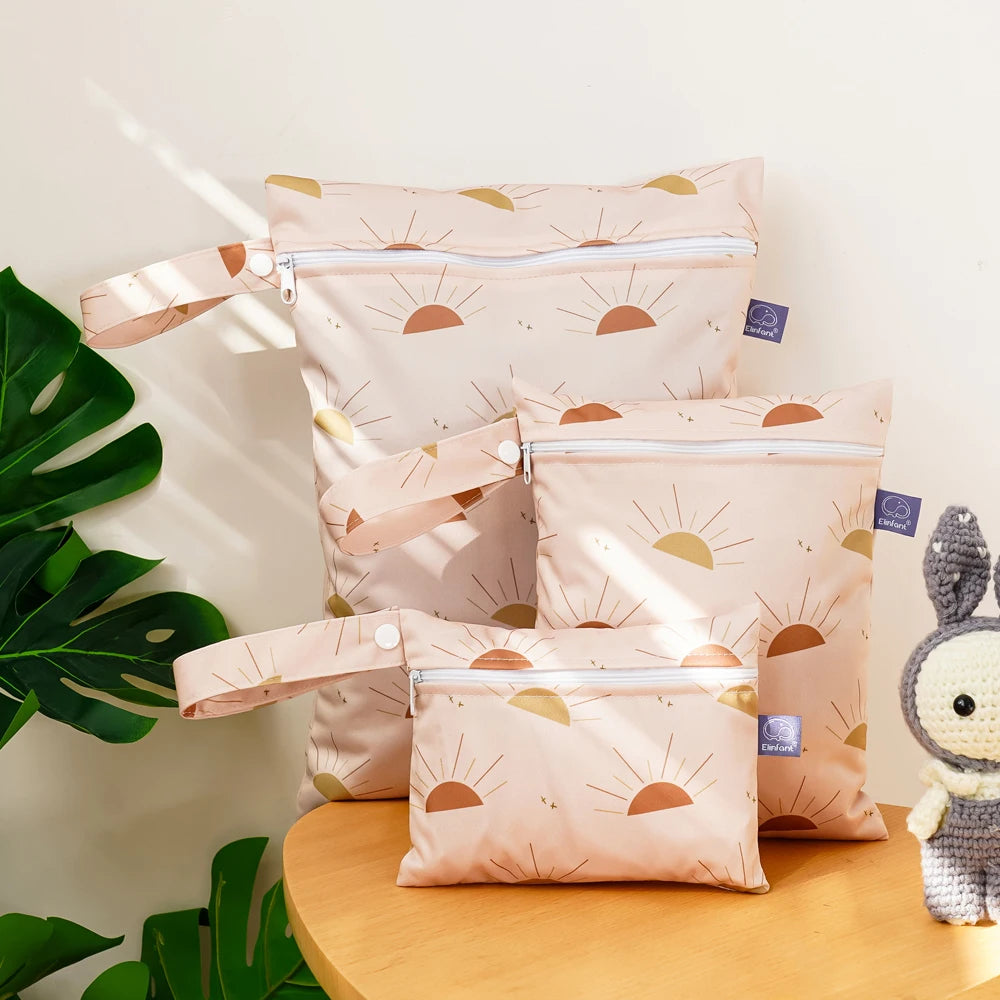 Elinfant Rainbow&Sun Pirnt 3PCS Portable Storage Bag Travel Wash Cosmetic Bag Waterproof Diaper Bag